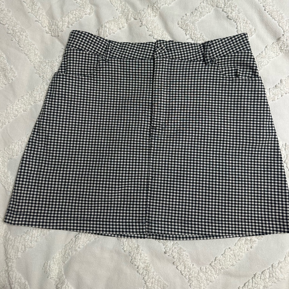 Gingham plaid mini skirt